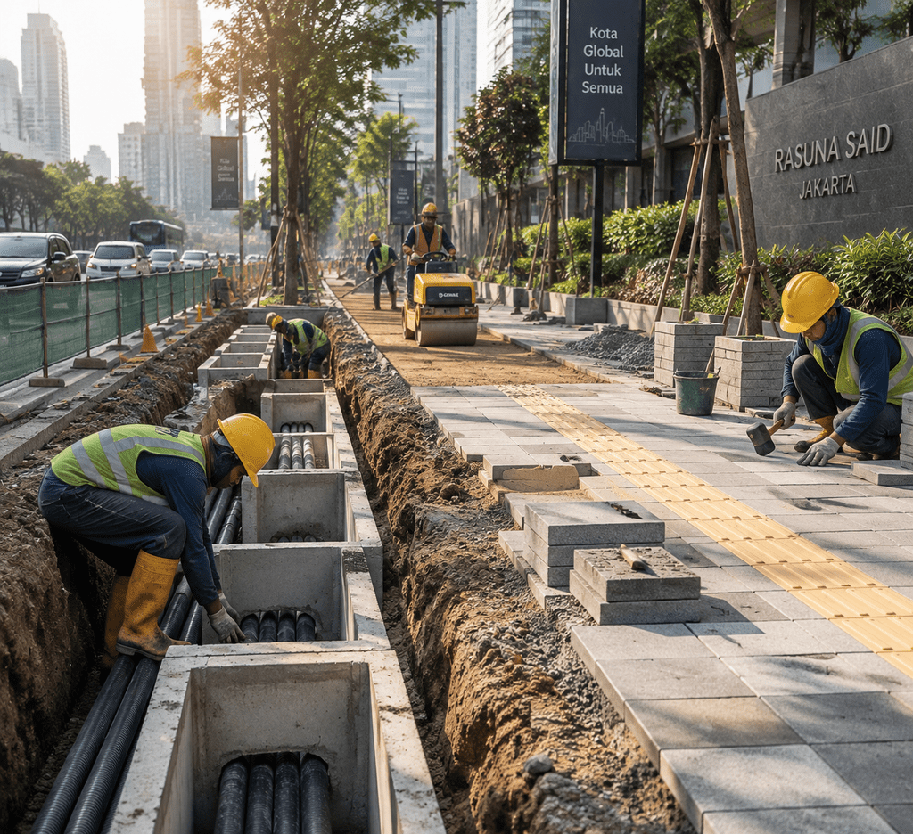 Revitalisasi Trotoar Jalan Rasuna Said 2026: Progres, Anggaran, dan Target Setara Sudirman-Thamrin