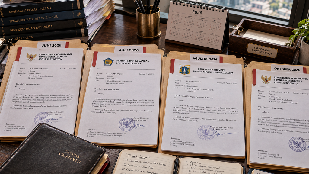 Rencana Besar Pemprov Jakarta di Balik Dana Cadangan 2026 7 Berkas kronologi korespondensi surat permohonan penerbitan obligasi daerah antara Pemprov DKI dan Kementerian Keuangan.
